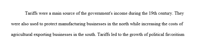 Analyze the impact of Tariff Policies on sections of the United States before the Civil War.