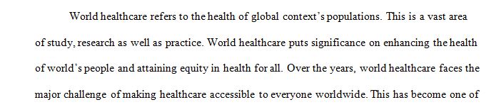 Assignment regarding world healthcare.