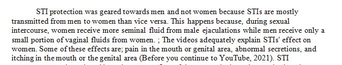 Briefly explain how STI protection was geared toward men and not women