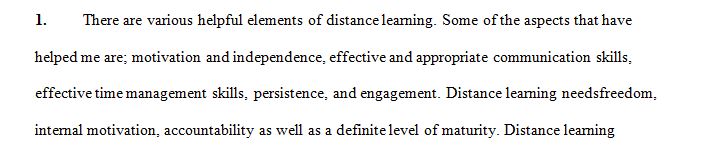 Reflection on distance learning.