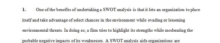 Review Figure 9-1 SW OT Matrix and SWOT analysis  