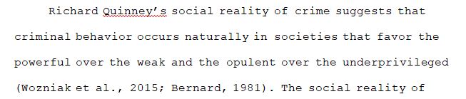 Richard quines theory of crime what is the social reality of crime