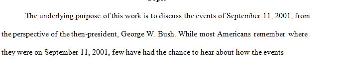 September 11th 2001 from the perspective of George W. Bush