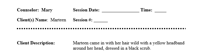 This week you will review your own session and complete a SOAP note like the one you reviewed in this week's materials.