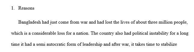 What were the principal reasons for the economic stagnation of Bangladesh after its war for independence?