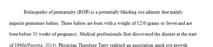 2 Pages research paper about Retinopathy of Prematurity (ROP)