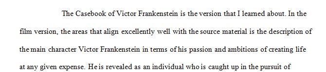 Analyze a film interpretation of the story Frankenstein