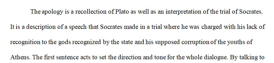 Briefly describe the scene in Plato's Apology.