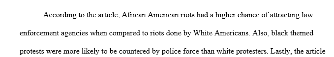 Consider the varying findings of the Davenport et al. article not only on police presence but also regarding arrests and use of force.