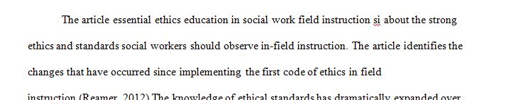 Essential Ethics Education in Social Work Field Instruction