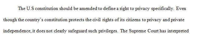 Should the U.S. Constitution be amended to specifically define a right to privacy