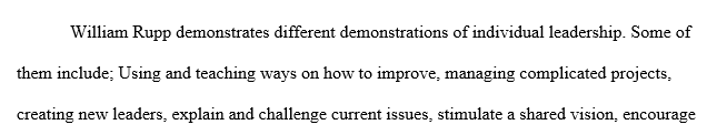 What aspects of individual leadership (Being and doing) does William Rupp demonstrate?