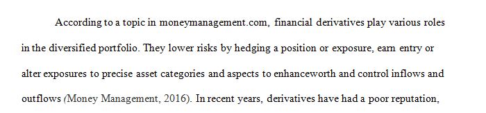 What is the role of the financial derivative in the diversified portfolio