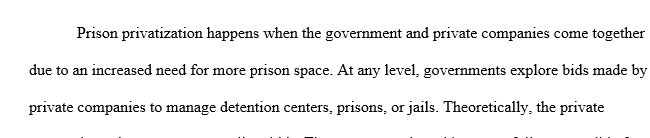 Write a 700- to 1,050-word argumentative essay that explains your selected position in regards to the privatization of prisons.