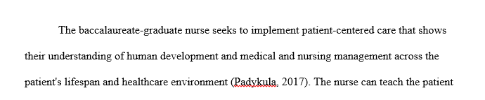 Write a second paragraph describing how you met Essential IX during the BSN program. Provide specific examples