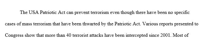 Can terrorism be adequately dealt with through the legislative process, such as with the USA PATRIOT Act?