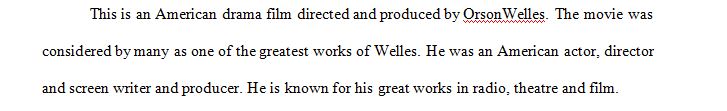 Choose to write your essay on either Vertigo OR Citzen Kane.