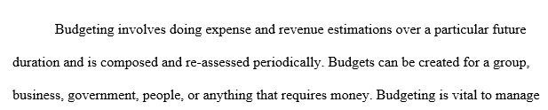 Describe budgeting its objective and its impact on human behavior.