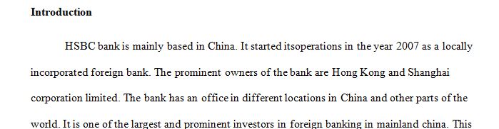 Focus on the case study HSBC in China