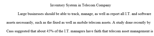 Need to write literature review about inventory system in Telecom Company