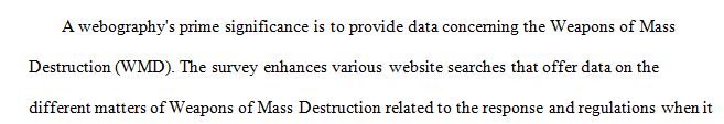 Submit an annotated Webography outlining seven (7) Weapons of Mass Destruction (WMD)