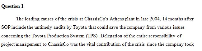 What are the main contributors (causes) of the crisis at ChassisCo’s Athens plant in late 2004