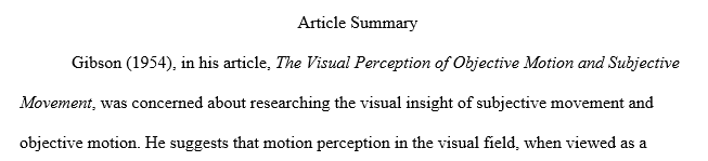 Write a report (350 words) of the Gibson (1954) journal 