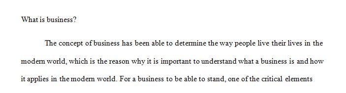 A business is an organization that creates and sells goods and services to customers. 