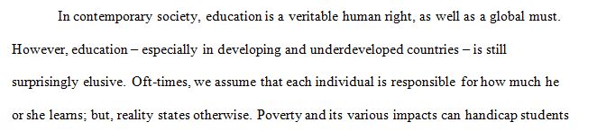 Analyzing the cause and effect relationship between poverty and education.