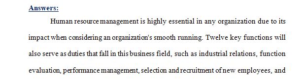 Case study for HRM function