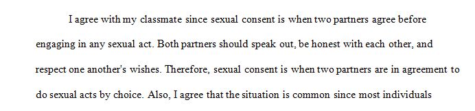 Define sexual consent as both individuals granting full permission