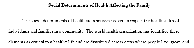 Describe the SDOH that affect the family health status. What is the impact of these SDOH on the family?