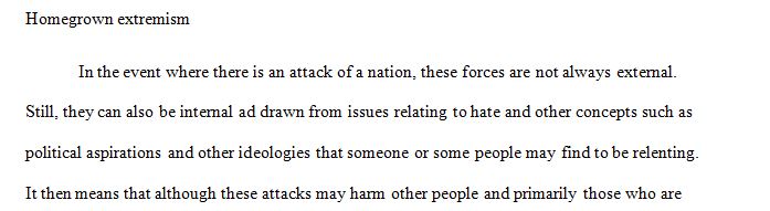 Describe the differences between homegrown extremism and terrorism