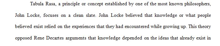 Explain John Locke's Notion of Tabular Rasa as an epistemological theory