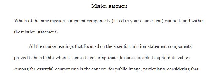 Identify the components of a mission statement