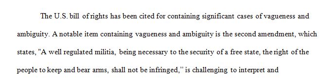 Interpret one or more of the Amendments in the Bill of Rights for ambiguity or vagueness