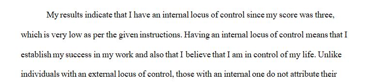 Our locus of control attributes our successes or failures