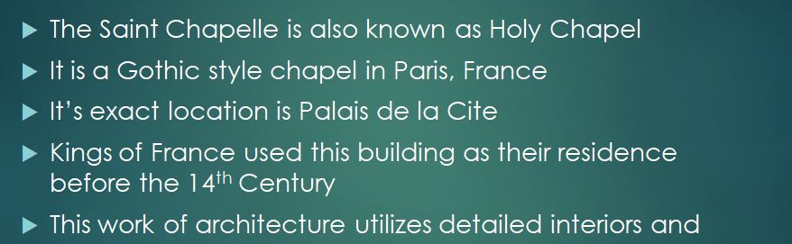 Power Point Presentation on Sainte-Chapelle 