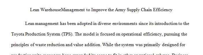 Select a method(s) you think will significantly increase the Army's supply chain management system's effectiveness