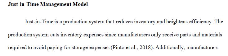 The two major concepts of inventory management are EOQ and JIT. 