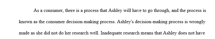 Walk us through the complexities of Ashley’s decision-making highlighting decision making issues or concepts.