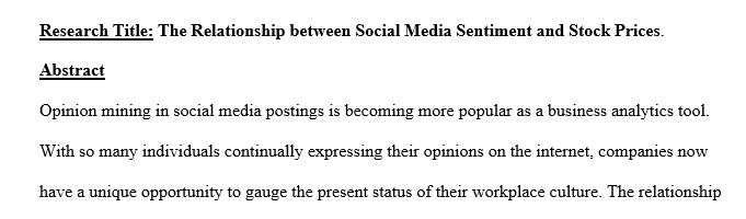 What I need is to write the research proposal for the relationship between Social Media Sentiment and Stock Prices.