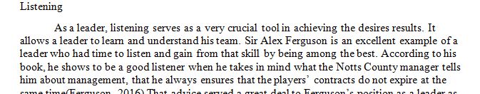 What are the important features a leader must develop according to Sir Alex Ferguson