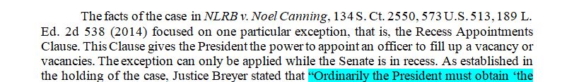 What does the Court hold in NLRB v. Noel Canning