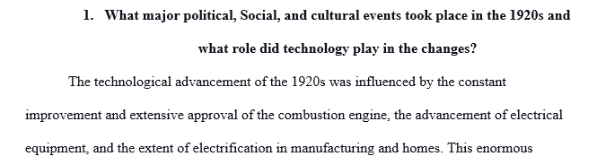 What major political, social and cultural events took place in the 1920s and what role did technology play in the changes that happened?