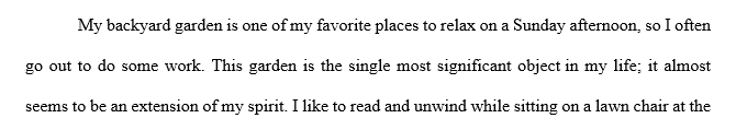 You are to choose an object that is important to you. You will describe this object in the essay.